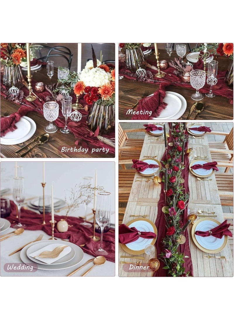 Cheesecloth Table Runner, 10Ft x 35" Rustic Gauze Boho Wedding Table Runner Decoration, Vintage Table Centerpieces, Table Cloth, for Wedding Reception Bridal Shower Birthday (Burgundy, 1 Pack) - Image 4